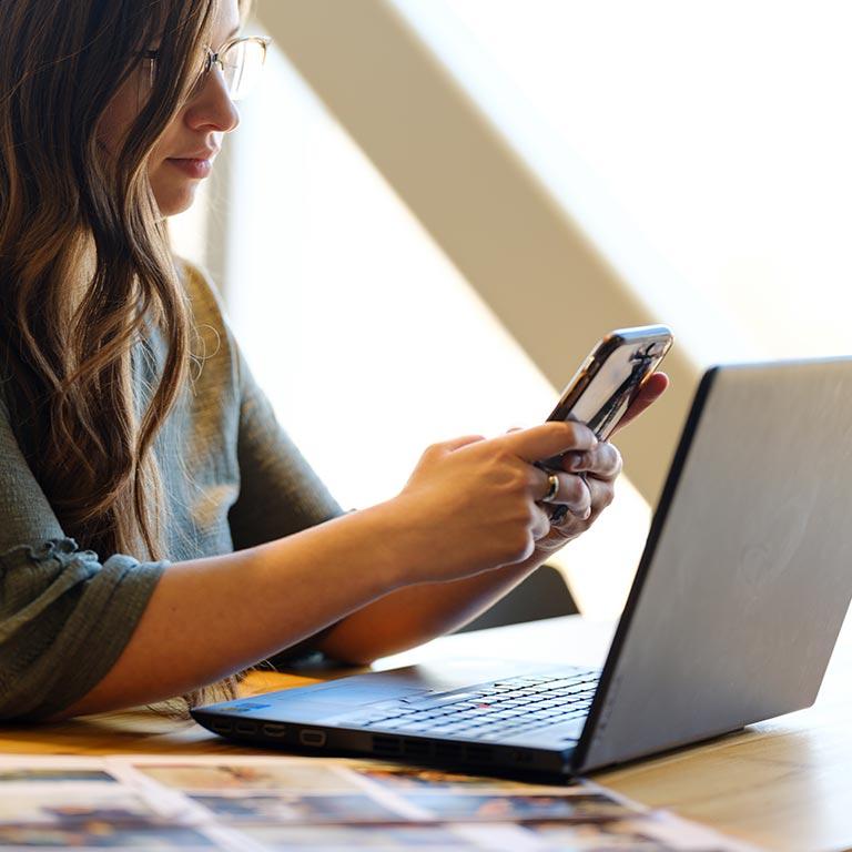 Team member with a computer