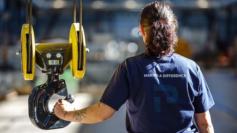 Team member working in a Premier Tech factory