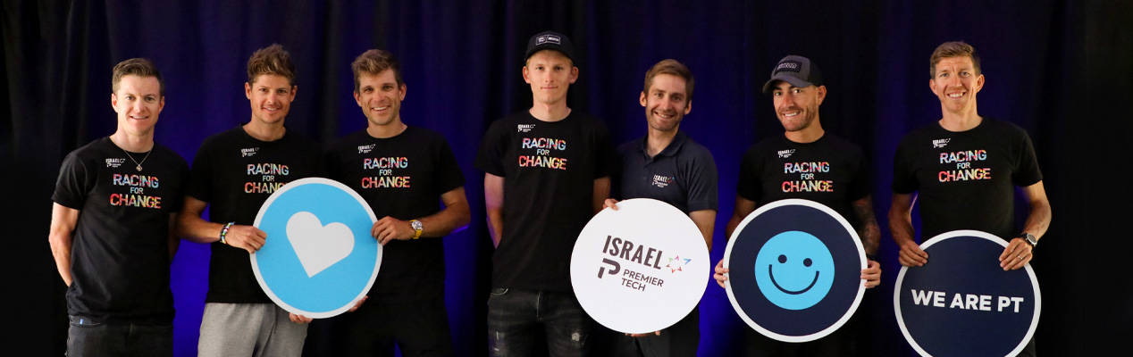 Israel Premier Tech cycling team at Premier Tech office