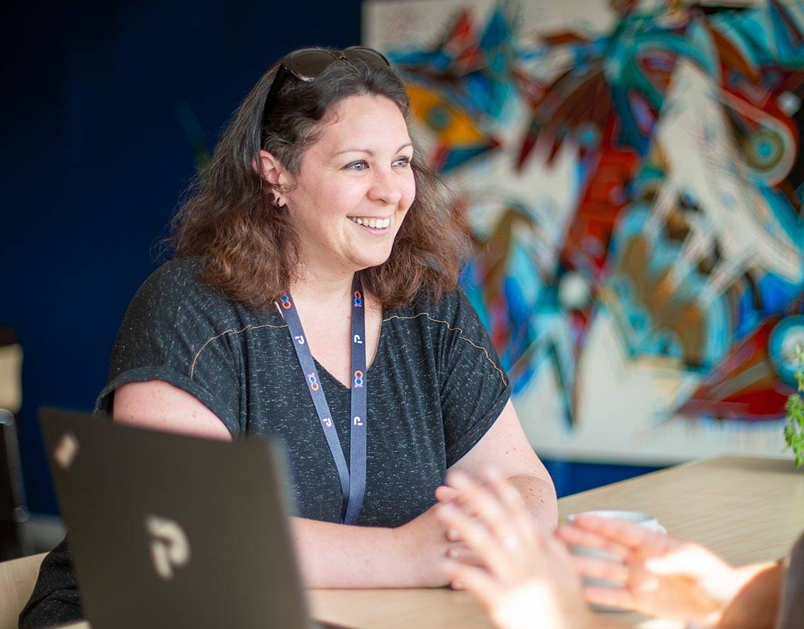 A team member during a meeting