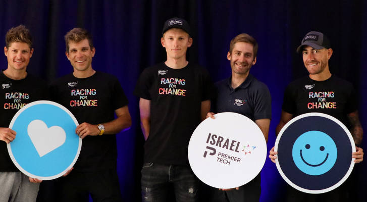 Israel Premier Tech cycling team at Premier Tech office