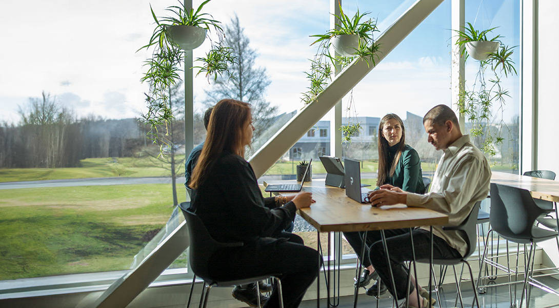 Four team members in a meeting
