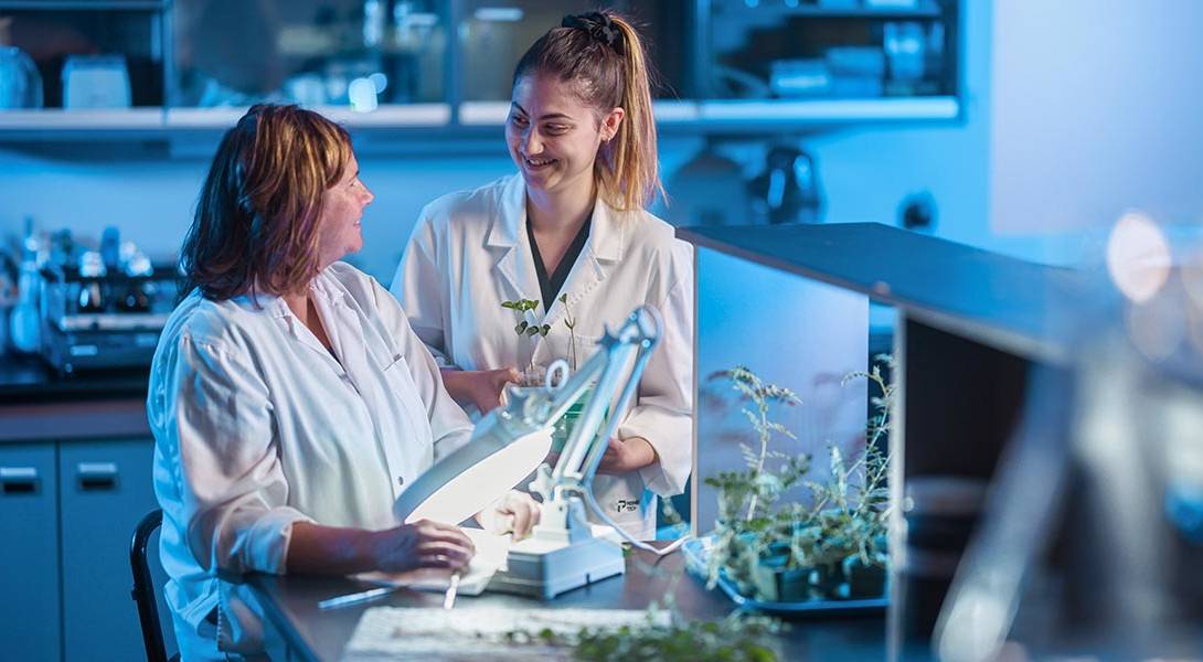 Two team members in a lab