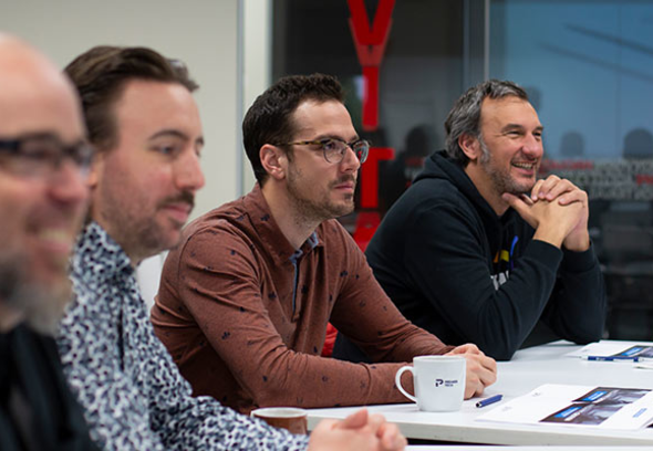Team members taking part in a training 