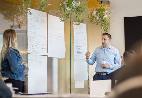 Team members during a meeting
