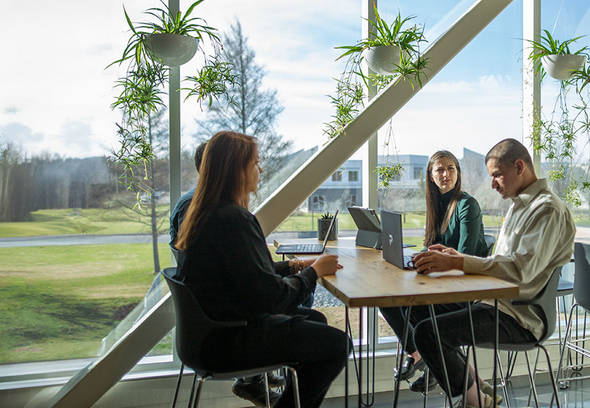 Four team members in a meeting