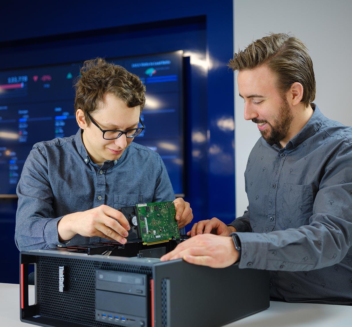 Team member working on a computer