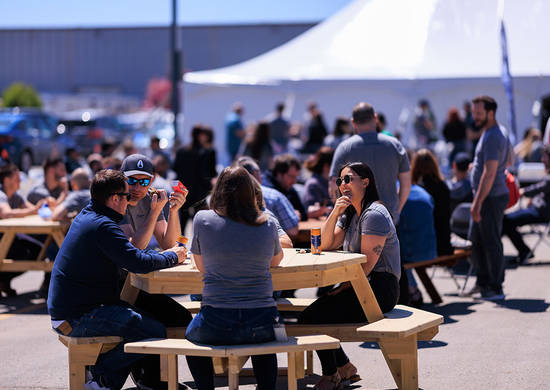 People eating outside